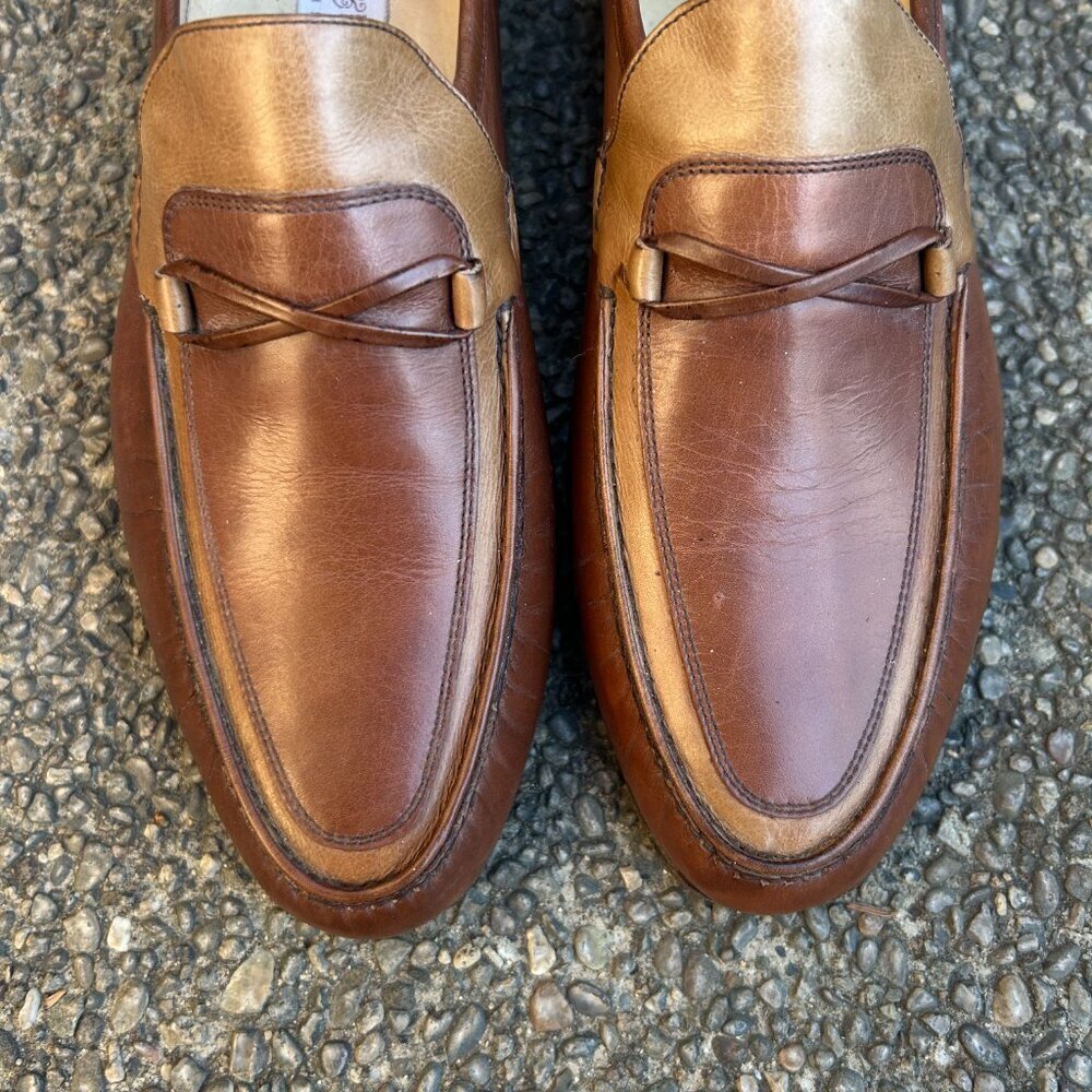 Johnston & Murphy Italian Made Two Tone Brown Dress Shoes Oxfords Size 8.5 M - Picture 7 of 12